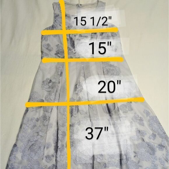 Scarlett Silver Embroidery Mesh Fit and Flare Dress 4 Petite - Picture 12 of 12